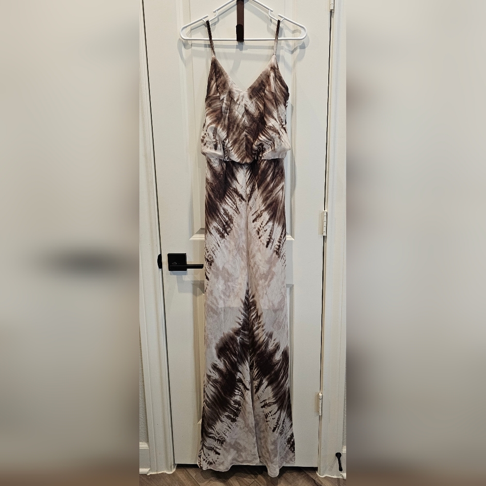 Vince Camuto Brown and Cream Maxi Dress